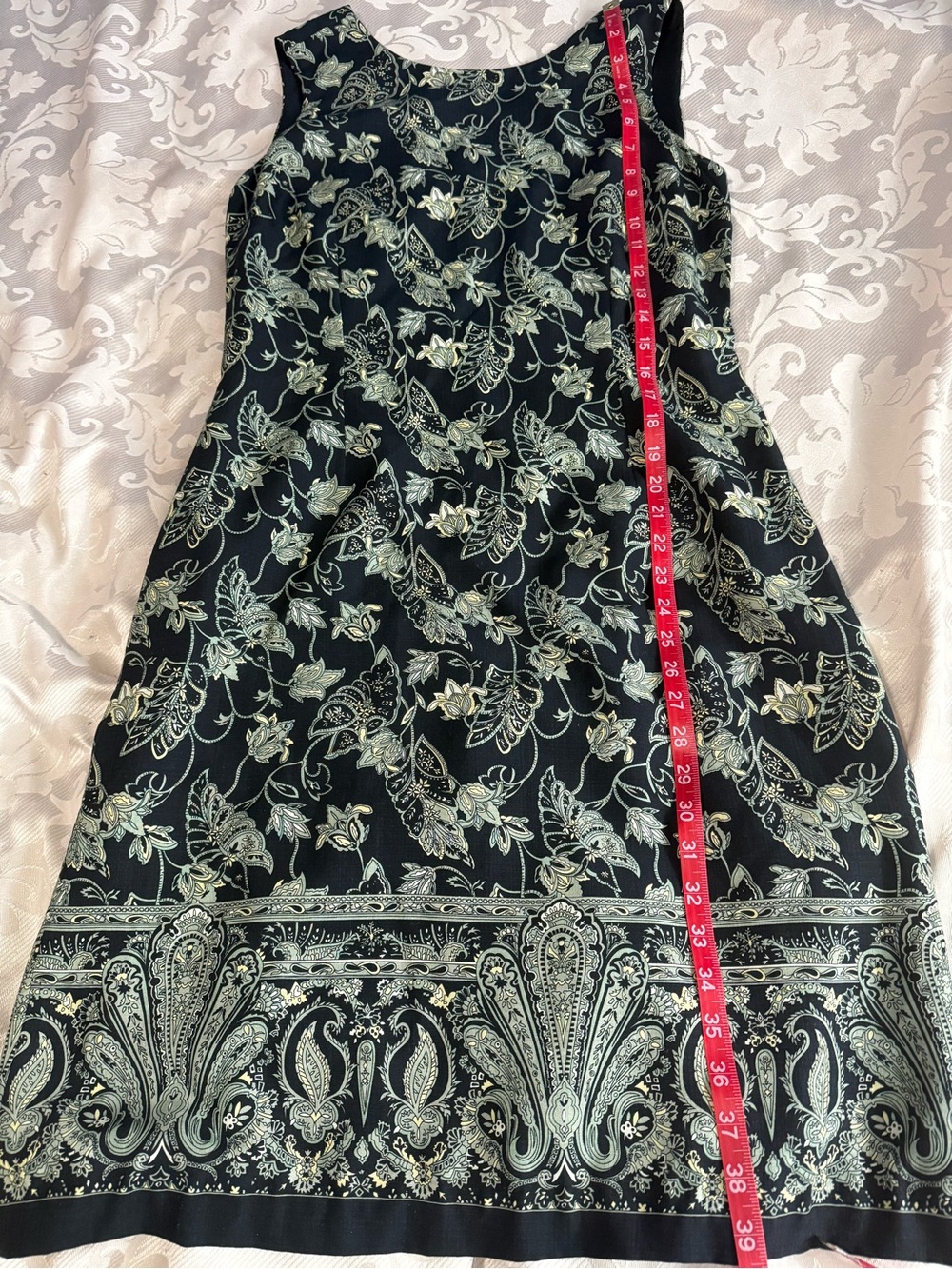 Tommy Bahama 100% Silk Paisley Border Print Shift Dress Size 10 Resort Cruise - Picture 6 of 8